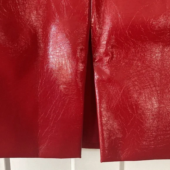 Beautiful Pencil Leather Imitation Skirt, size-XXS,Red, lined - Picture 3 of 10